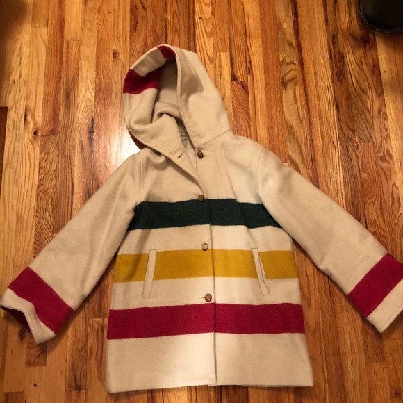 RARE Vintage Woolrich Hudson's Bay Company Striped Wool Coat - Picture 4 of 7